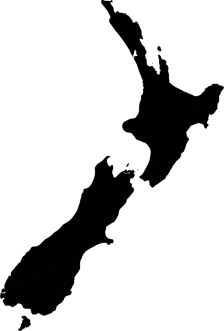 NZ map in black and white